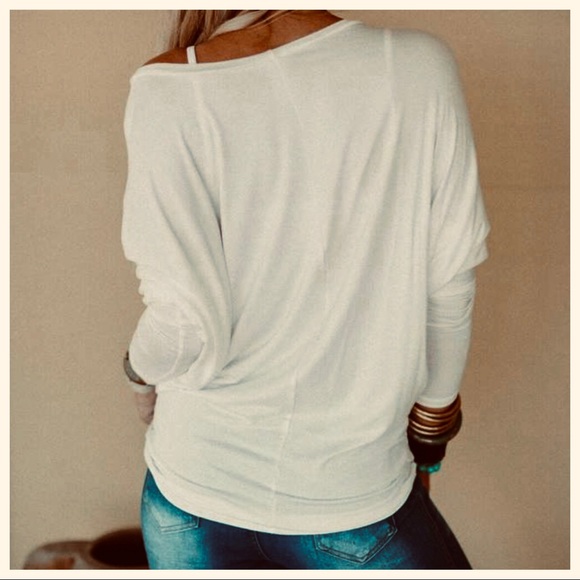 CREAM DOLMAN BOATNECK 3/4 SLEEVES TUNIC TOP - Picture 3 of 11